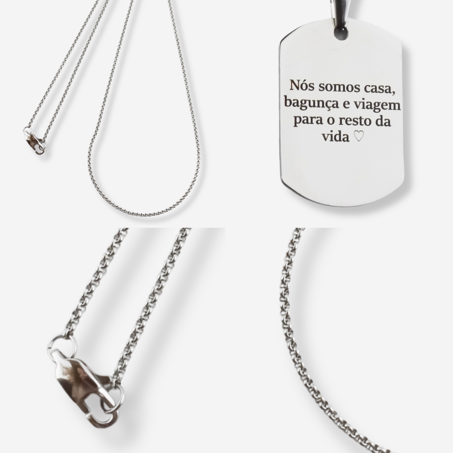 Stainless Steel Illustration Necklace - Rectangular Medal